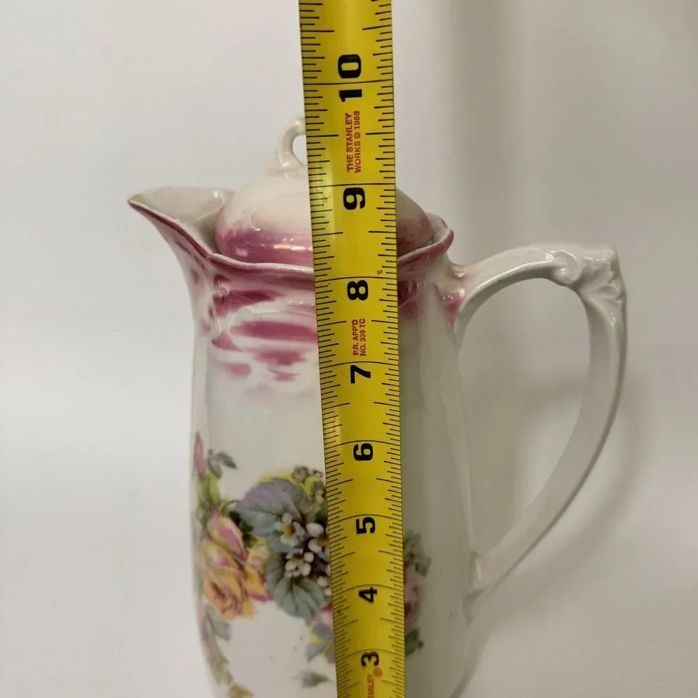 Teapot- porcelain floral  Gemany 195   9 inches vintage  see pics